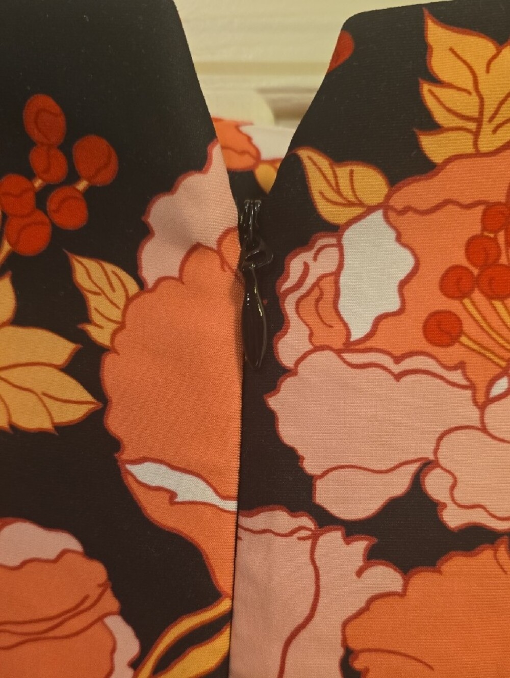 New York & Company Eva Mendes Black Skirt with Coral Pink Floral Print - Picture 7 of 9